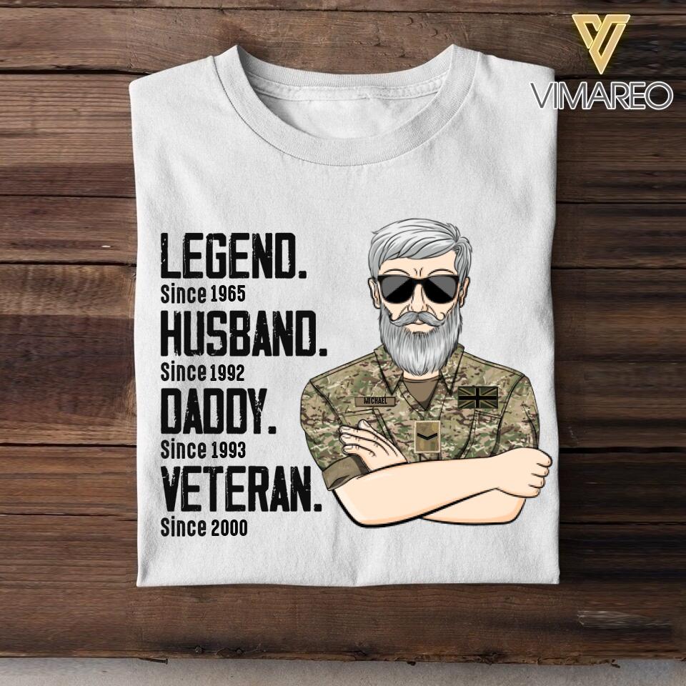 Personalized UK Veterans/Soldier Legend Husband Daddy Tshirt Printed QTDT0508