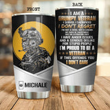 Personalized Grumpy Canadian Veteran/ Solider Tumbler Printed 22AUG-DT11