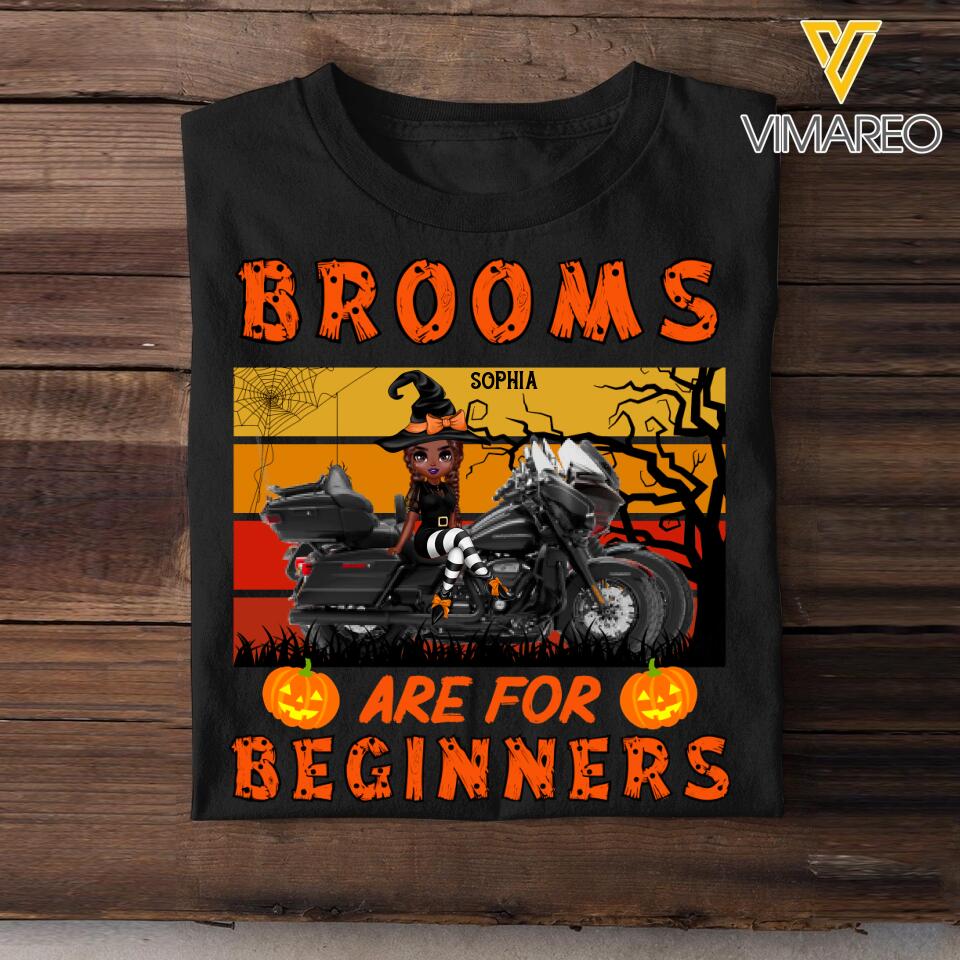 Personalized Brooms Are For Beginners Motorcycle Witch Halloween Tshirt Printed 22AUG-HY12