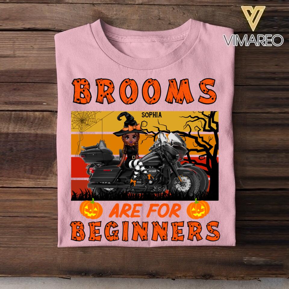Personalized Brooms Are For Beginners Motorcycle Witch Halloween Tshirt Printed 22AUG-HY12