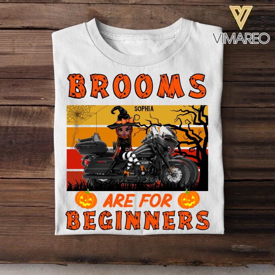 Personalized Brooms Are For Beginners Motorcycle Witch Halloween Tshirt Printed 22AUG-HY12