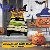 Personalized Halloween Jeep Duck Couple Wood Ornament Printed QTHY1208