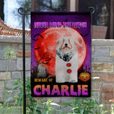 Personalized Never Mind The Witch Beware Of Dog Halloween Costume Flag 22AUG-DT16