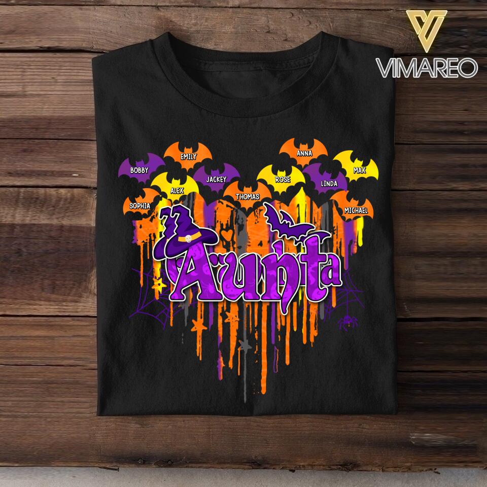 Personalized Halloween Aunt Or Grandma Kid Name Tshirt Printed QTDT1708