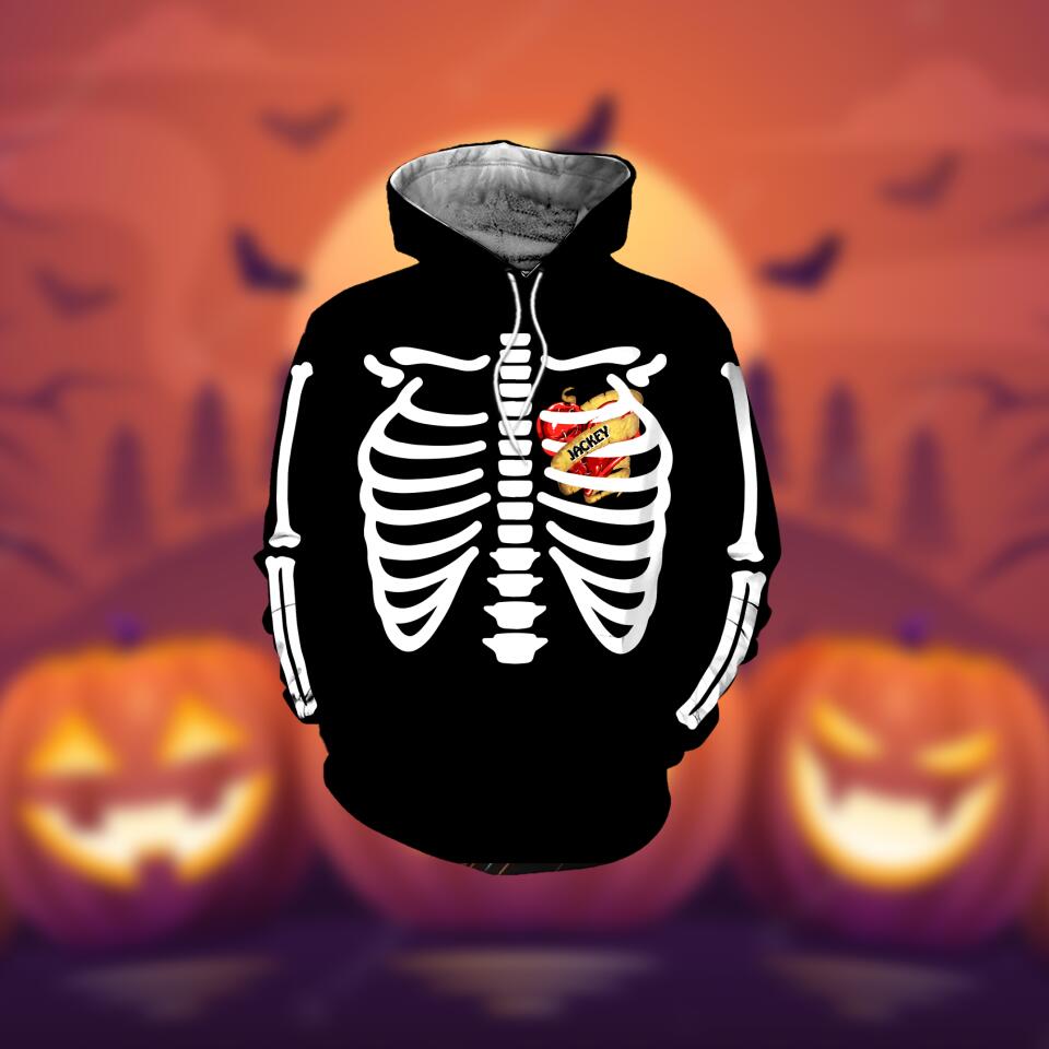 Personalized Rig Cage Halloween Couple Hoodie 3D Printed QTVQ2308