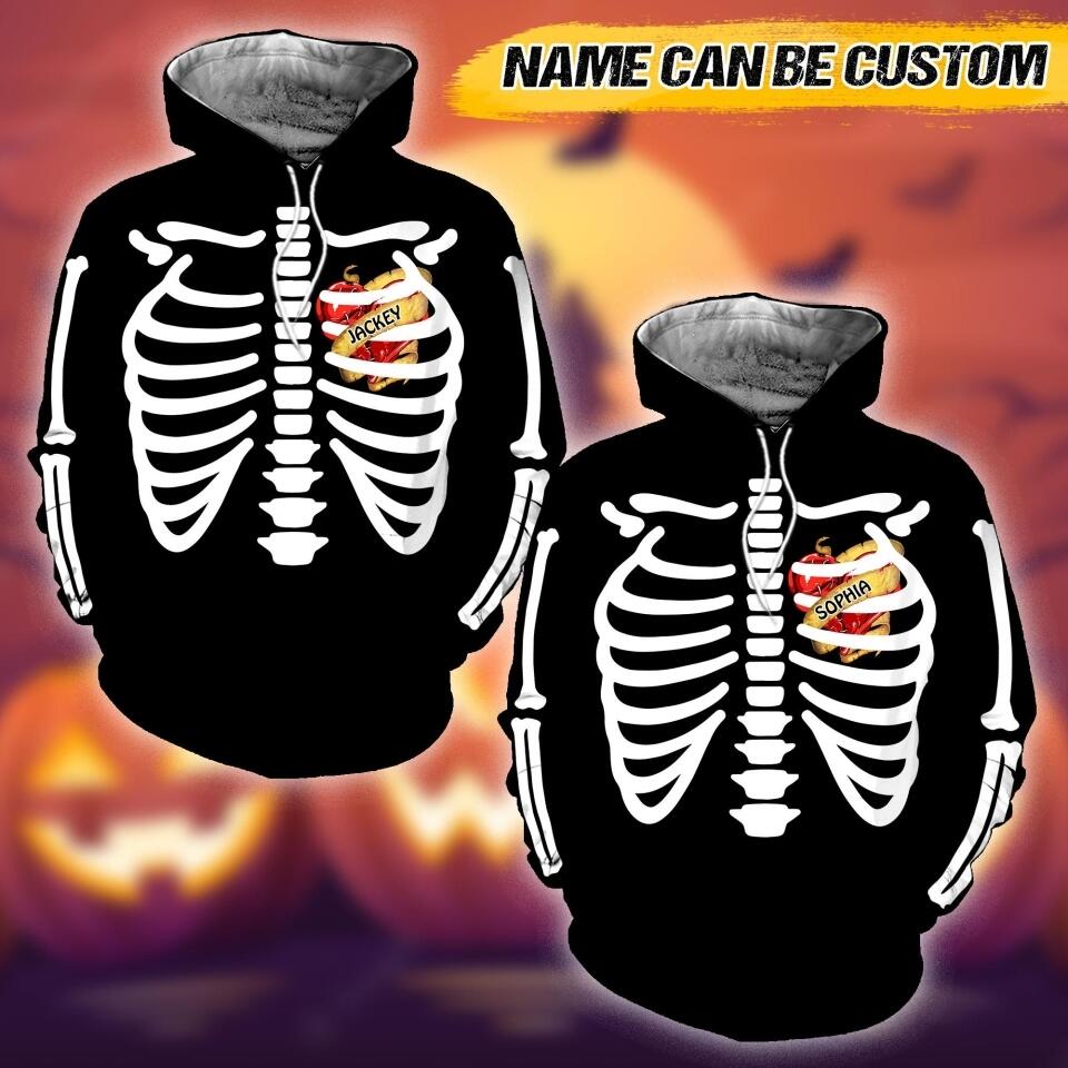 Personalized Rig Cage Halloween Couple Hoodie 3D Printed QTVQ2308