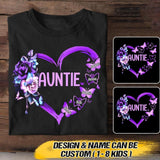 Personalized Aunt Kid Flower Butterfly Tshirt Printed 22AUG-HQ23
