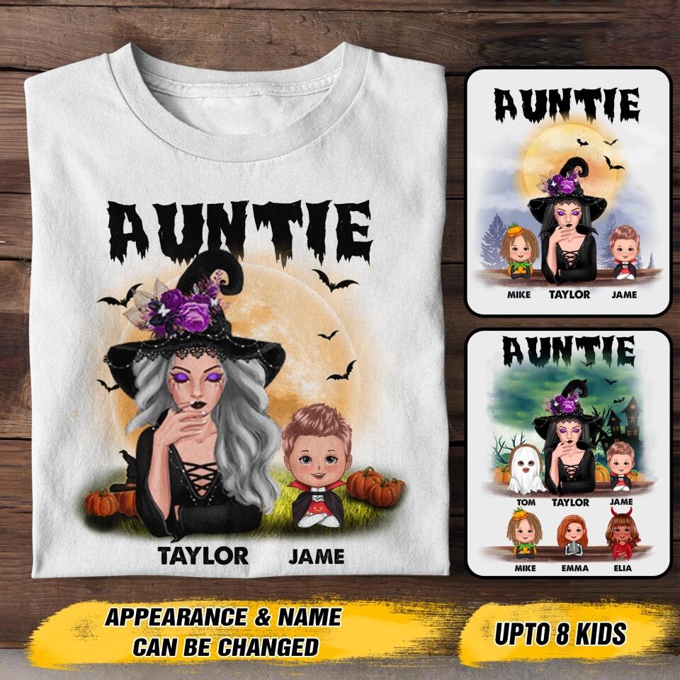 Personalized Aunt Kid Halloween Tshirt Printed 22AUG-HY26