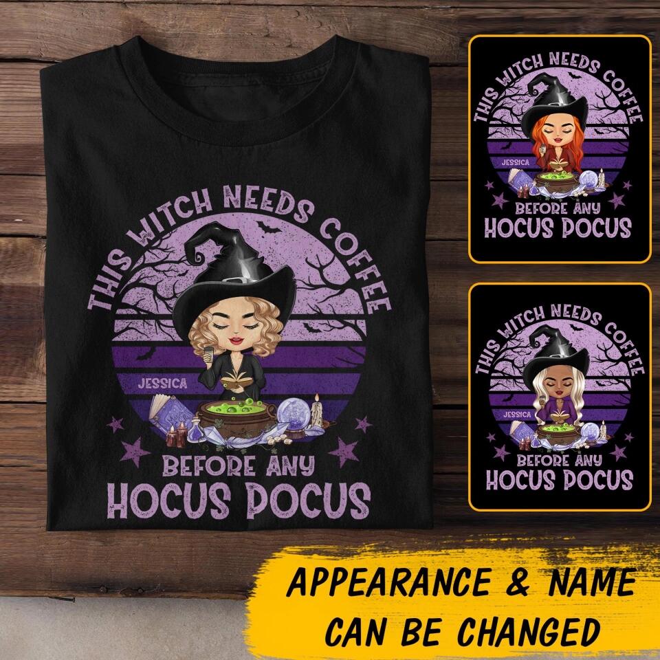 Personalized Coffee Girl Halloween Tshirt Printed QTDT3108
