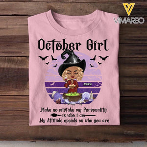 Personalized Witch October Girl Makes No Mistake Halloween Tshirt Printed QTVQ0609