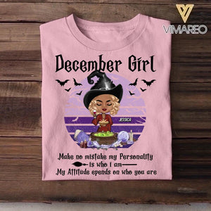 Personalized Witch December Girl Makes No Mistake Halloween Tshirt Printed QTVQ0609