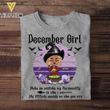 Personalized Witch December Girl Makes No Mistake Halloween Tshirt Printed QTVQ0609