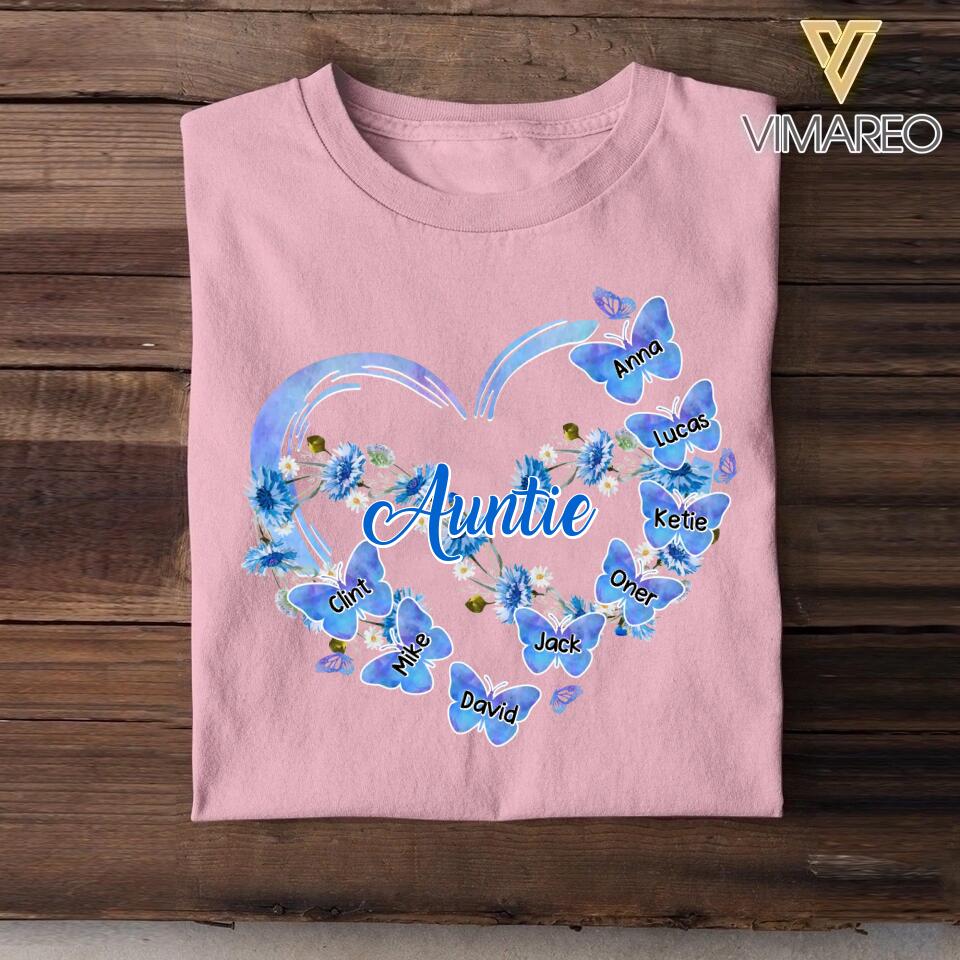 Personalized Aunt Kid Flower Butterfly Tshirt Printed 22SEP-HY06