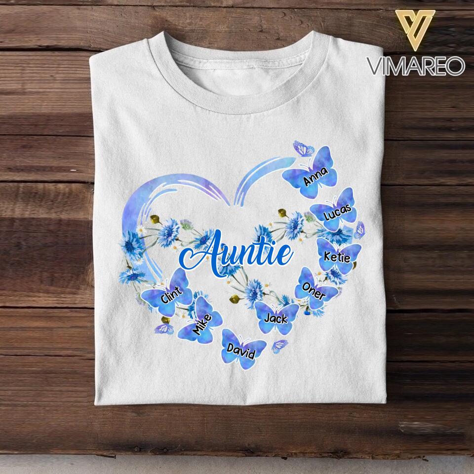 Personalized Aunt Kid Flower Butterfly Tshirt Printed 22SEP-HY06