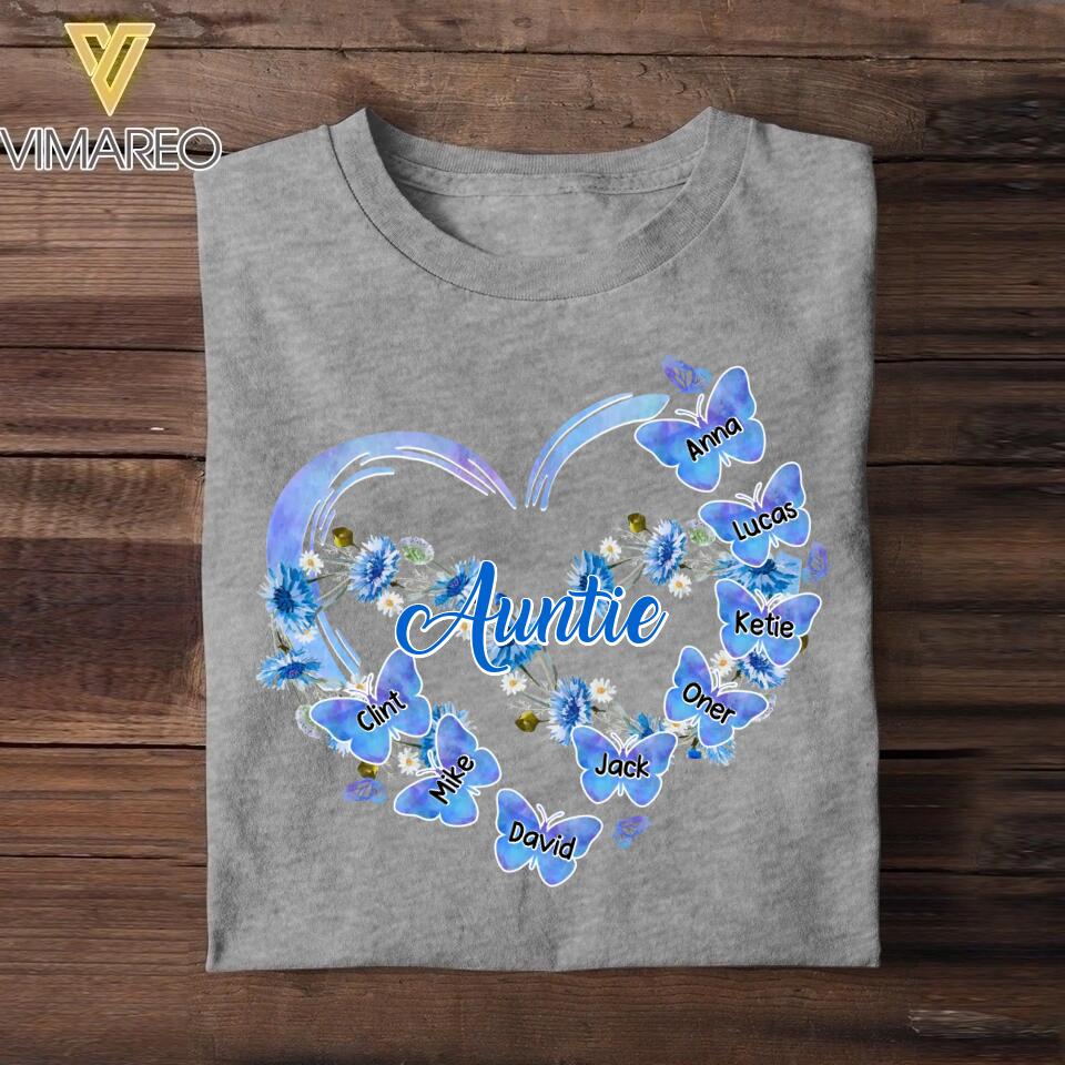 Personalized Aunt Kid Flower Butterfly Tshirt Printed 22SEP-HY06
