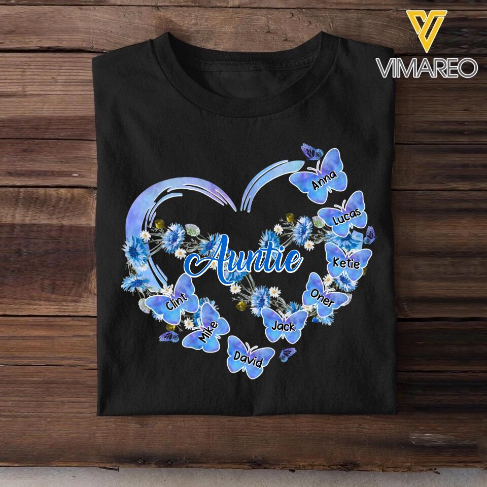 Personalized Aunt Kid Flower Butterfly Tshirt Printed 22SEP-HY06
