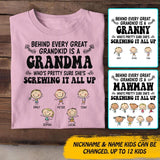 Personalized Behind Every Great Grandkid Is A Grandma  Kid Name Tshirt Printed QTDT0709