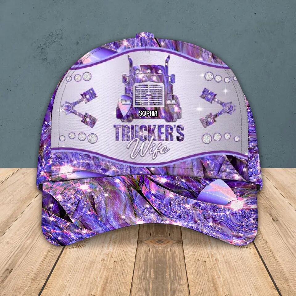 Personalized Trucker Wife Colorful Sparkling 3D Cap Printed 22SEP-HQ07