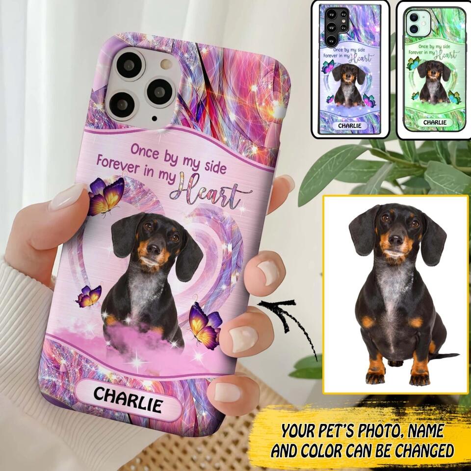 Personalized Once By My Side, Forever In My Heart Sparkling Heart Upload Photo Phone Case Printed NQDT0809
