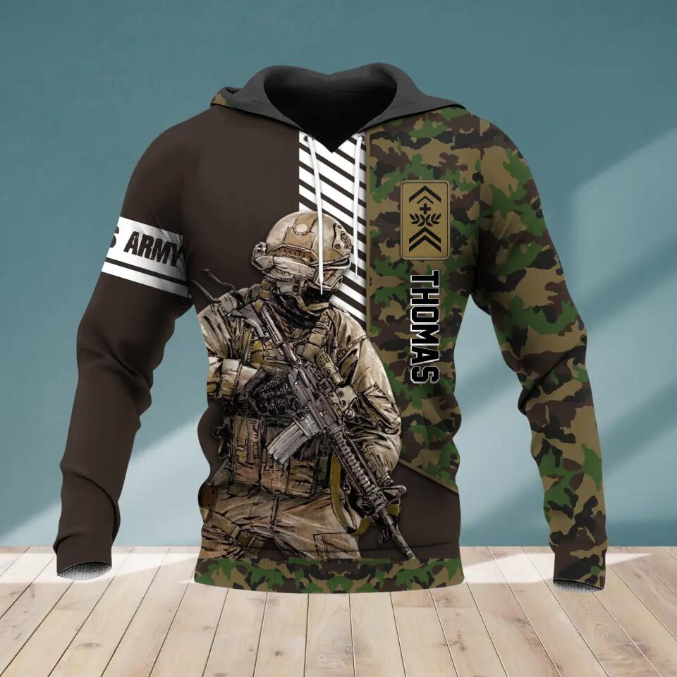 Personalized Swiss Veteran/ Solider Camo Hoodie 3D Printed QTVQ0809