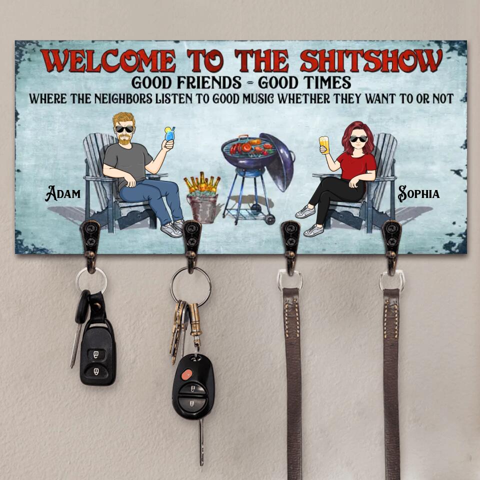 Personalized Patio Grilling Listen To The Good Music Couple Husband Wife Here Key Holder Printed 22SEP-DT10