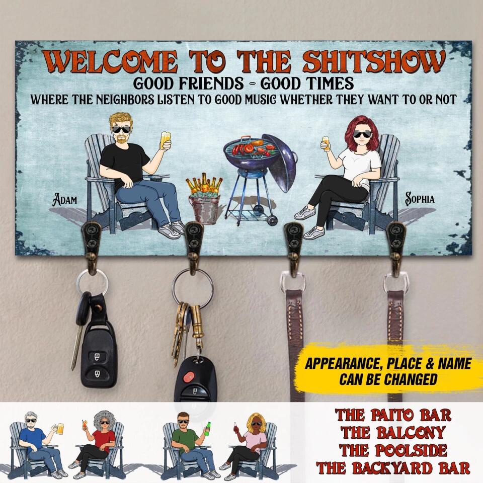 Personalized Patio Grilling Listen To The Good Music Couple Husband Wife Here Key Holder Printed 22SEP-DT10