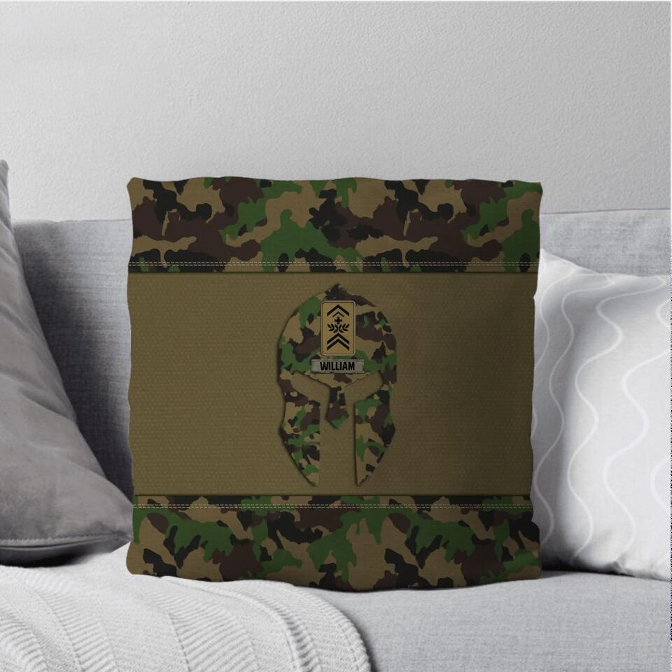 Personalized Swiss Veterans/Soldier Spartan Camo Pillow Printed 22SEP-HY12