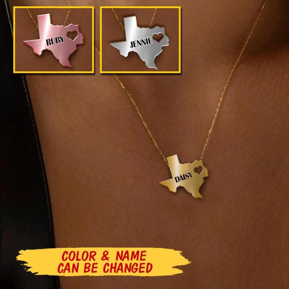 Personalized Texas Girl Necklace Printed QTMA1309