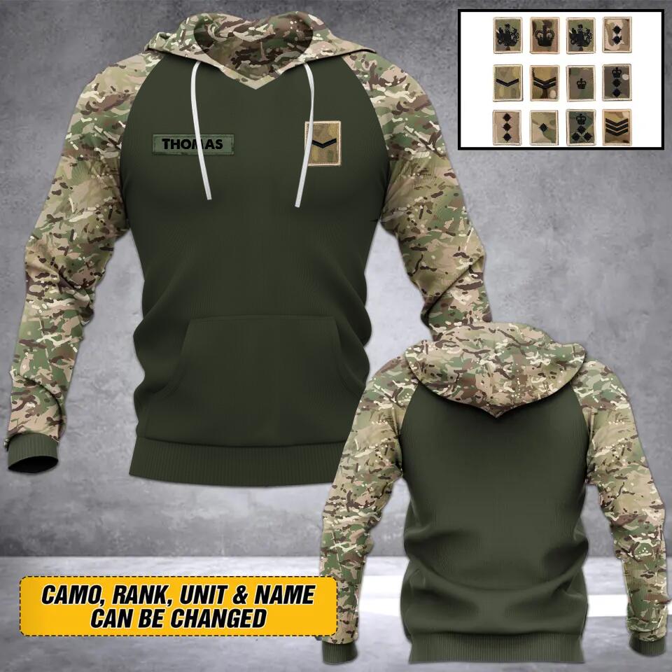 Personalized British Army Camo Hoodie 3D Printed 22SEP-HY13