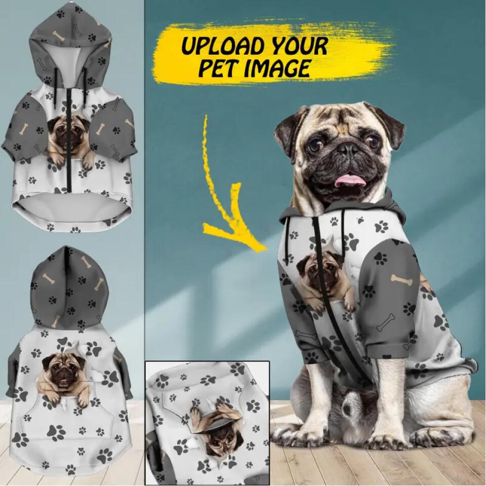Personalized Pug Dog Zip Up Jacket Printed QTDT1509