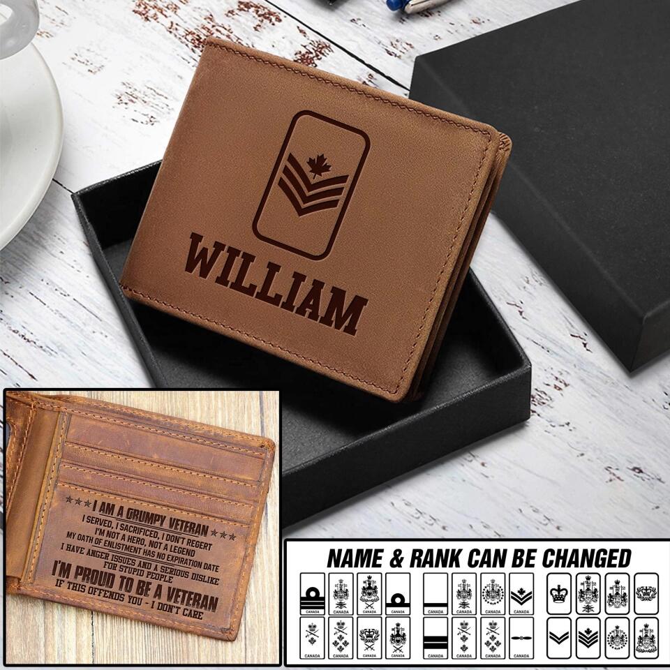 Personalized Canadian Grumpy Veterans/Soldier Wallet 22SEP-DT16