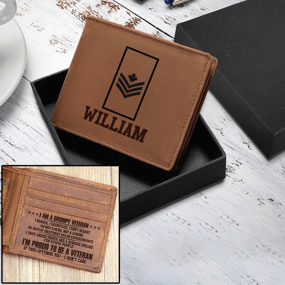 Personalized Canadian Grumpy Veterans/Soldier Wallet 22SEP-DT16