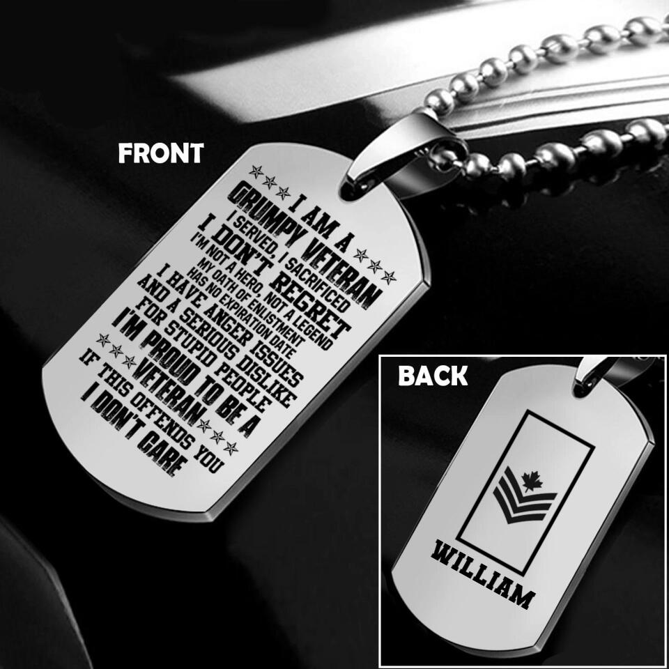 Personalized Canadian Soldier/Veterans Necklaces Printed 22SEP-HQ16
