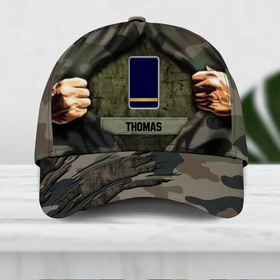 Personalized French Veteran/ Solider Camo Rank  Hand Peaked Cap 3D Printed QTDT2409