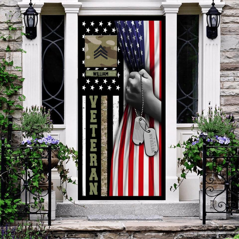 Personalized United State Rank Veteran/Solider Door Cover Printed QTVQ2609