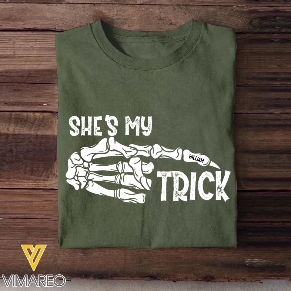 Personalized She's My Trick He's My Treat Halloween Couple Tshirt Printed QTMA0510