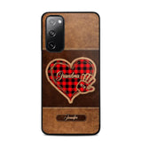 Personalized Grandma Kid Name Hand Heart Caro Background Phonecase 3D Printed DMDT1110