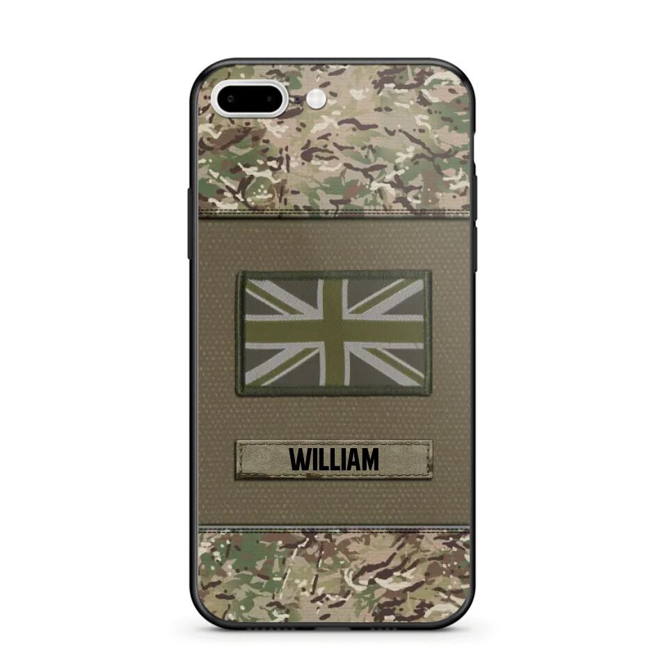 Personalized UK Veterans/Soldier Camo Flag Phone Case Printed 22OCT-HY15