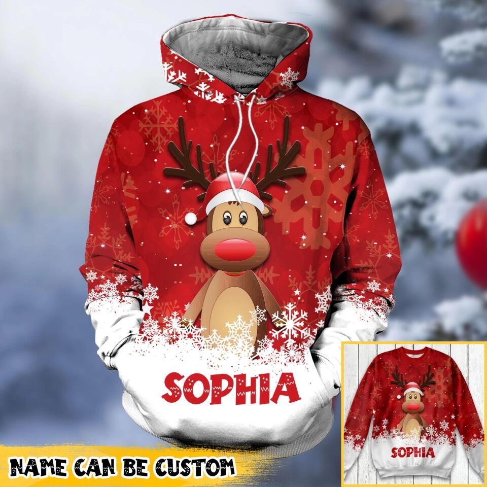 Personalized Reindeer Christmas Hoodie/Sweatshirt 3D Printed QTHQ1710