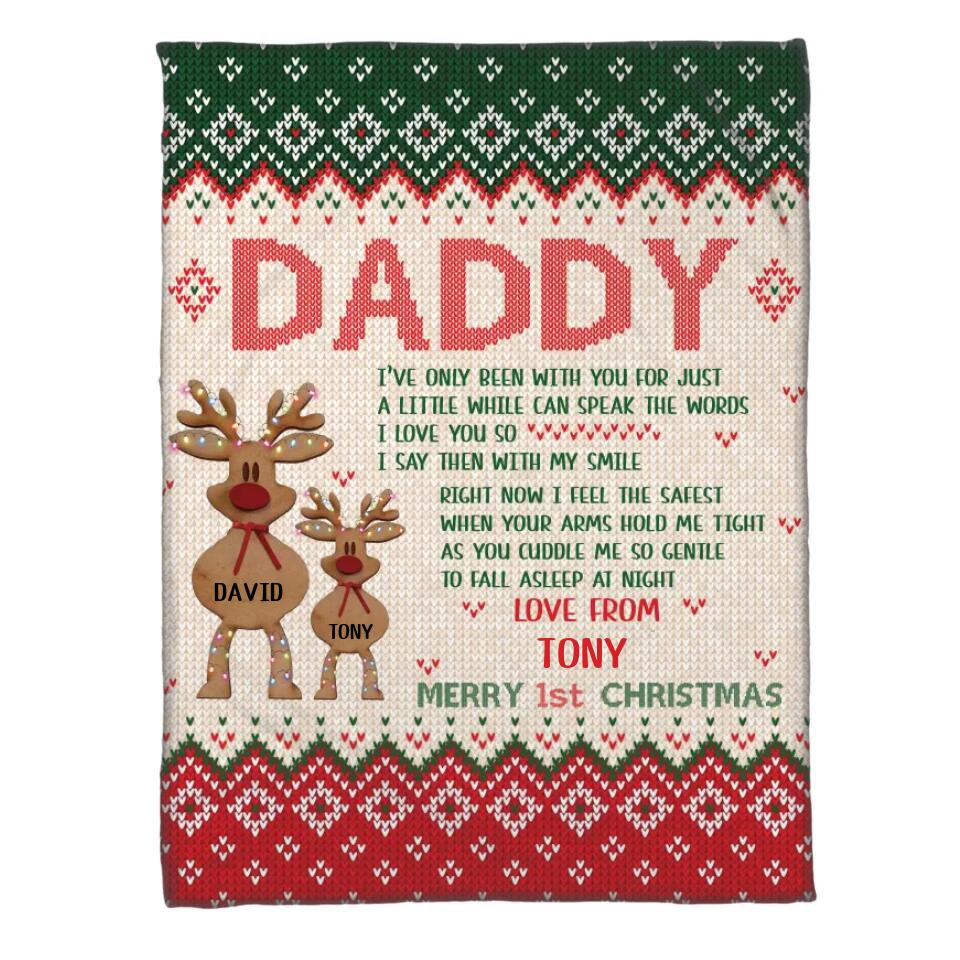 Personalized Dad & Son Christmas Quilt Blanket Printed QTDT2010