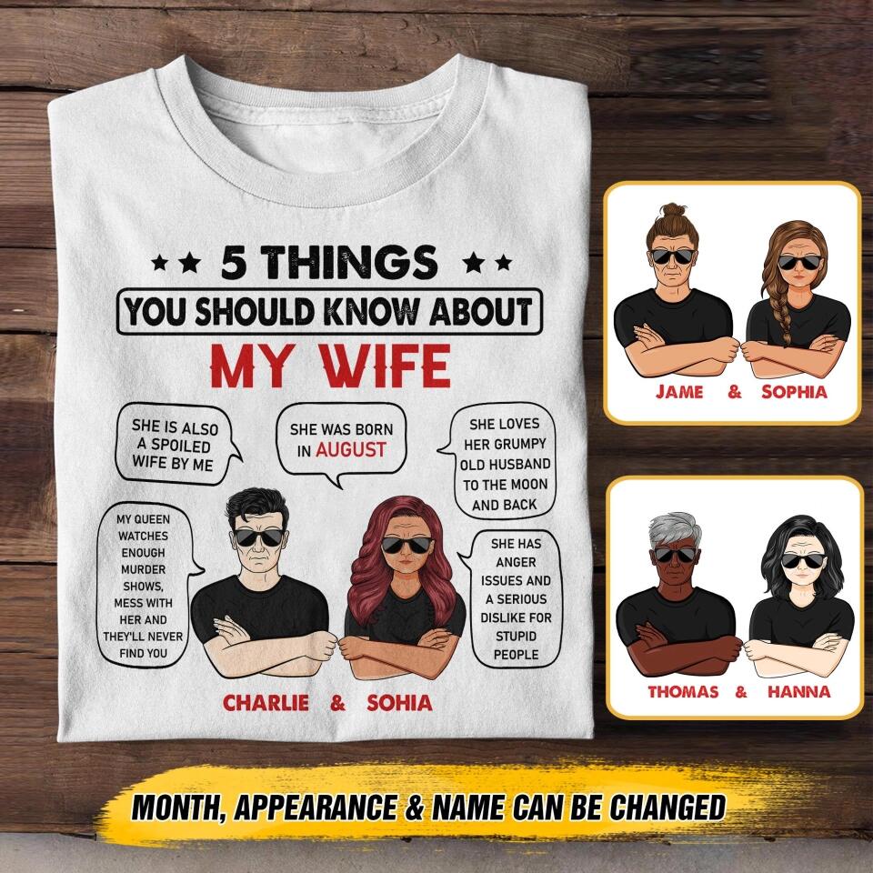 Personalized 5 Things You Should Know About My August Wife Couple Tshirt Printed 22OCT-HY20