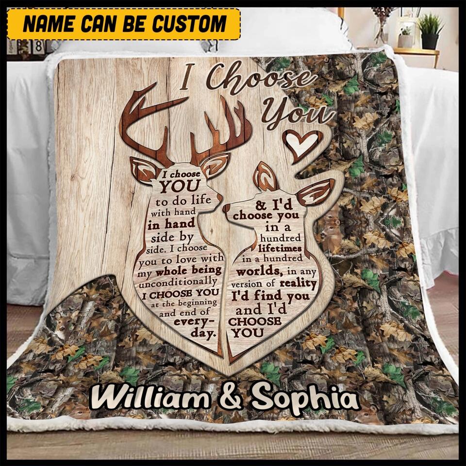 Personalized I Choose You Deer Couple Gifts Quilt Blanket Printed QTHQ2110