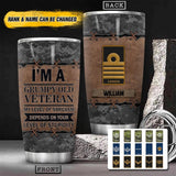 Personalized I'm A Canadian Grumpy Old Veteran My Level Of Sarcasm Depends On Your Level Of Stupidity Rank Camo Tumbler Printed OCT22-HY29