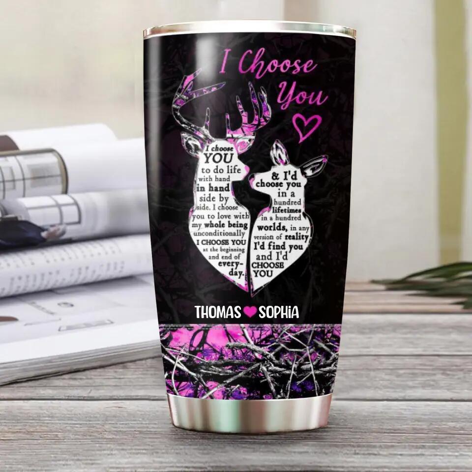 Personalized I Choose You Deer Couple Camo Tumbler Printed QTDT3110