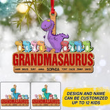 Personalized Grandmasaurus Kid Name Wood Ornament Printed 22NOV-DT01