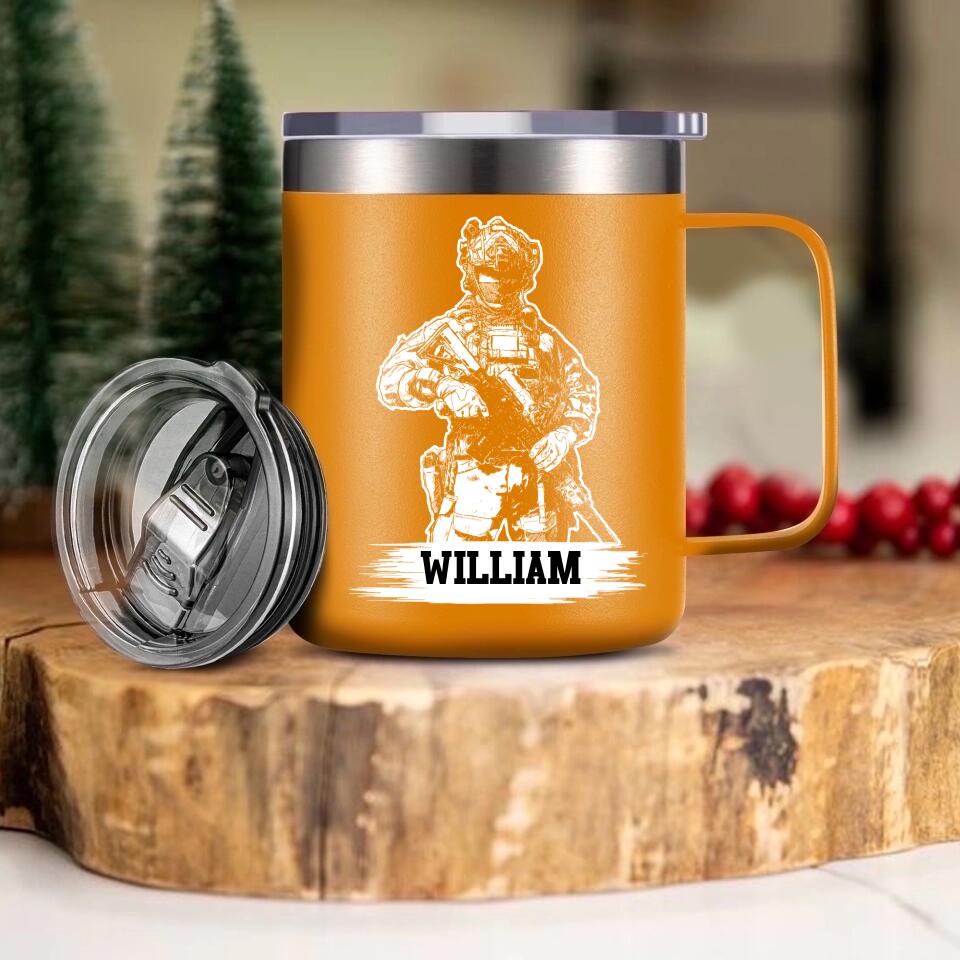 Personalized US Veteran/Soldier Laser Handle Cup Printed 22NOV-HQ07