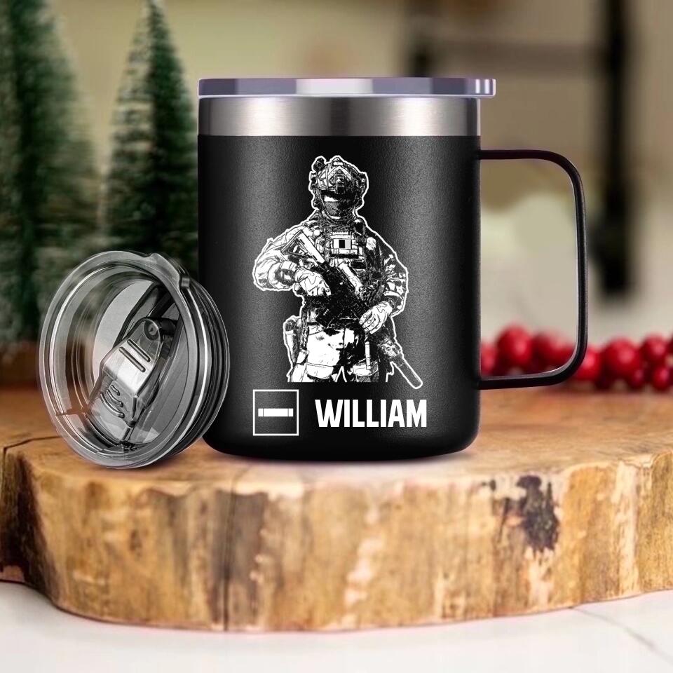 Personalized I Am A French Veteran I'm Proud To Be A Veteran Laser Handle Cup Printed 22NOV-HY08