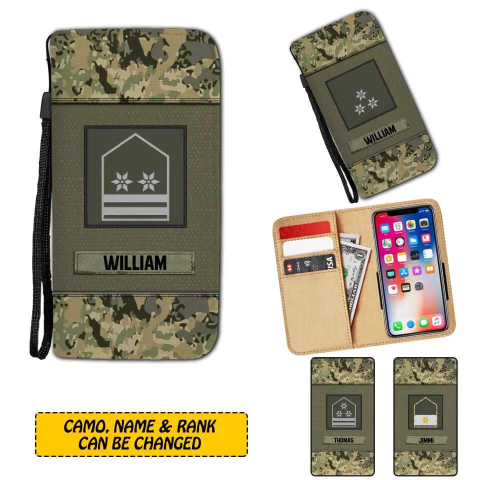 Personalized French Solider/ Veteran Rank Camo Phone Leather Wallet 22NOV-HY11