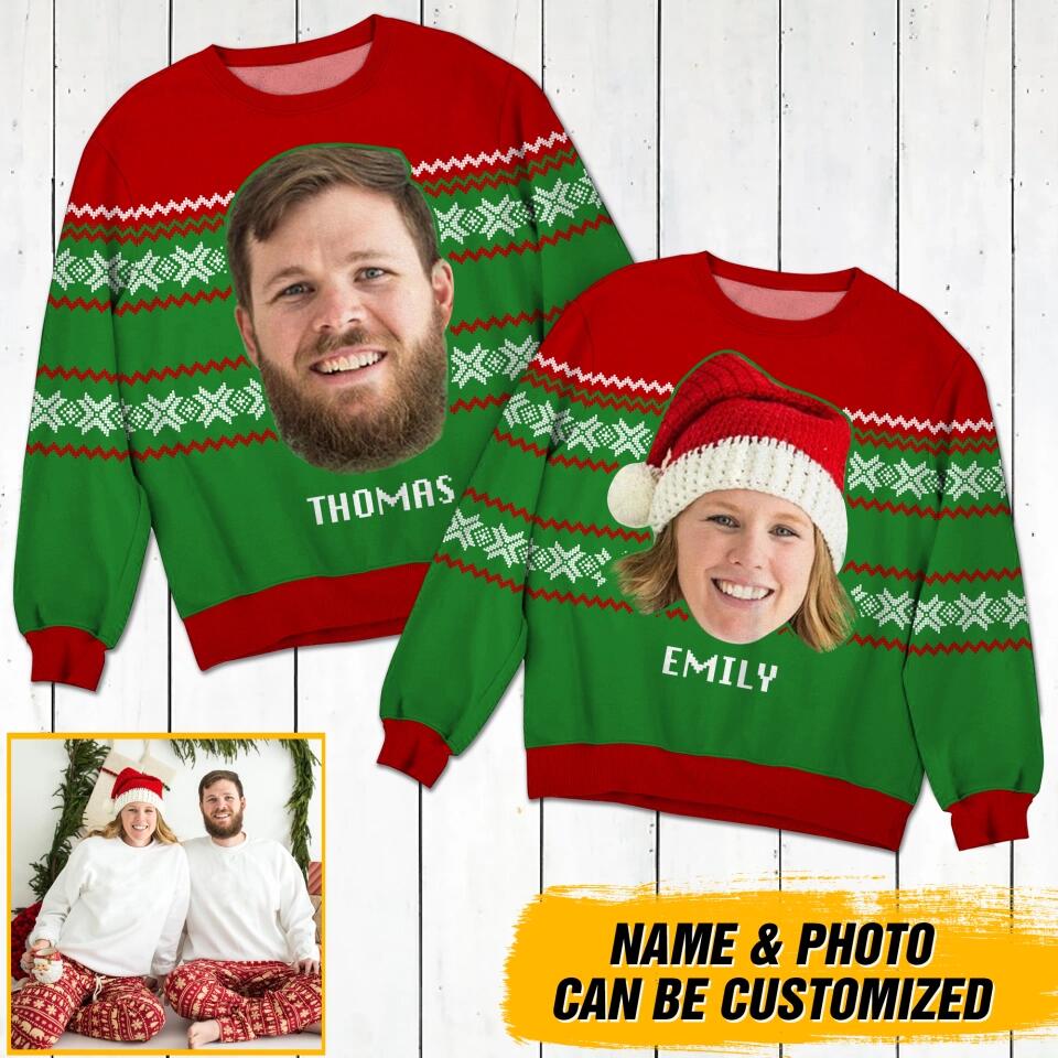Personalized Your Image With Name Christmas Sweatshirt Prined QTDT1111