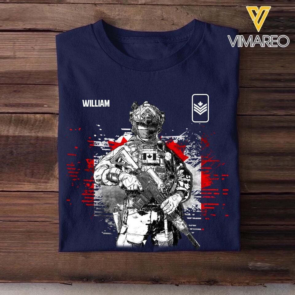 Personalized Canadian Solider/ Veteran Rank Flag Tshirt Printed 22NOV-DT14